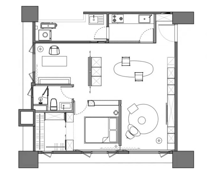 装修 灵感 星空平台app设计大胆的66m²全屋只用隐形门